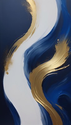 Abstract painting with gold and blue