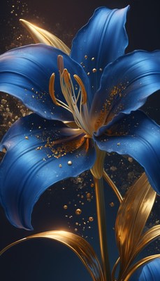 Blue lily with gold dust
