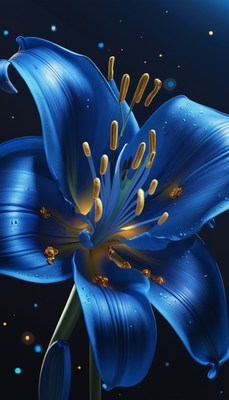 Blue lily in dark background