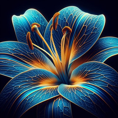 Blue and gold lily closeup