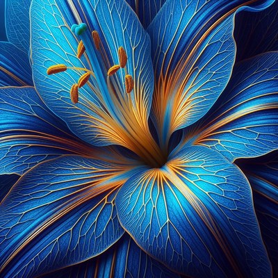 Blue and gold lily close-up
