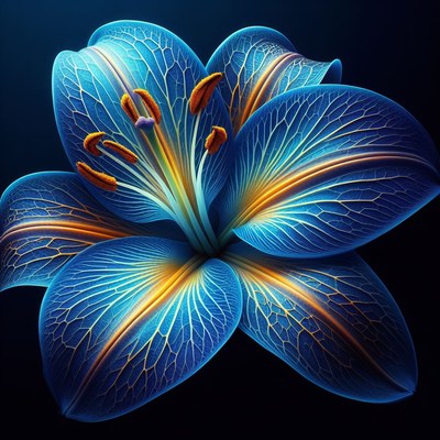 Blue lily with orange veining