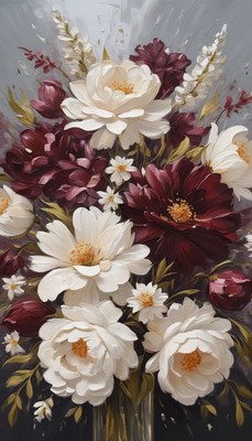 White and burgundy flower bouquet