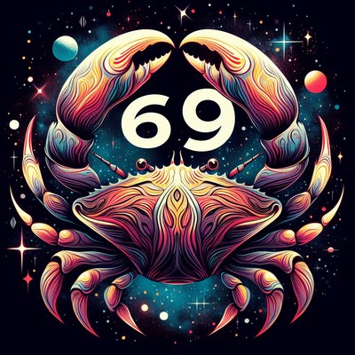 Cosmic crab with number 69