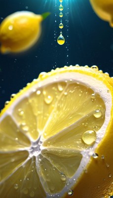 Lemon slice dripping with juice