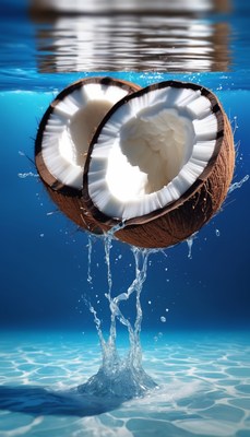 Coconut splashing in water