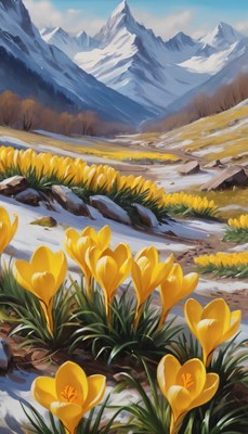Spring flowers in the mountain valley