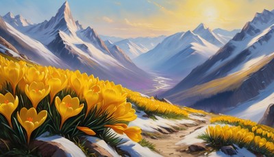 Mountain meadow spring bloom