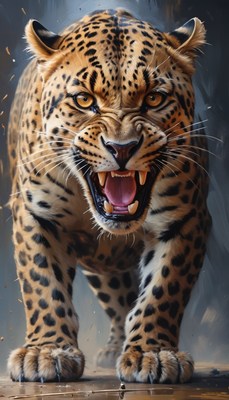 Close up of a growling leopard