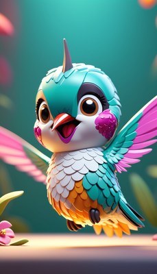 Colorful hummingbird in flight