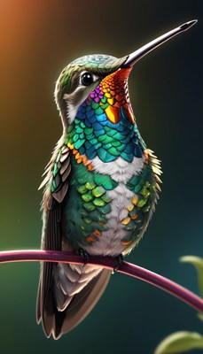 Hummingbird perched on branch