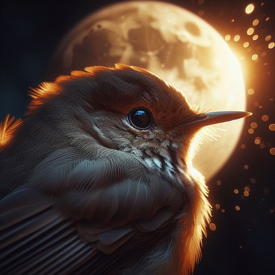 Bird under the moonlight