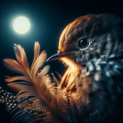 Bird under moonlight