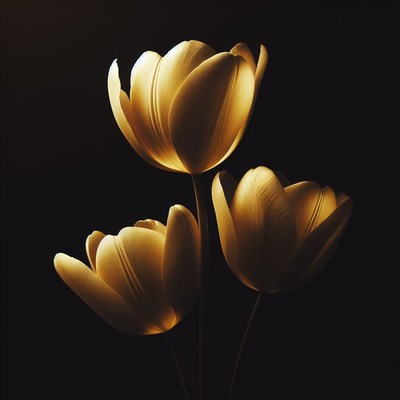 Golden tulips in darkness