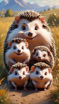Hedgehog family portrait