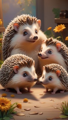 Hedgehog family gathering