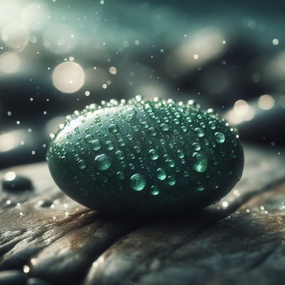 Wet stone with raindrops