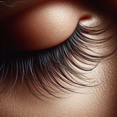 Close-up of long eyelashes