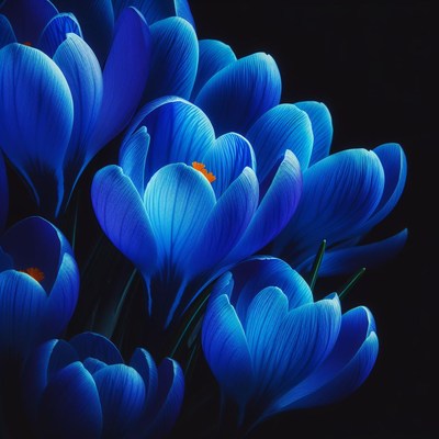 Blue crocuses in bloom
