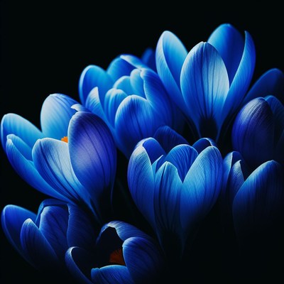 Blue crocuses in bloom