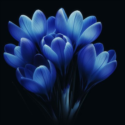 Blue crocus flowers in dark background