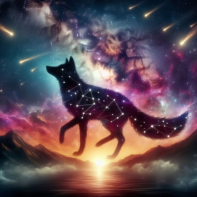 Fox constellation under a starry sky