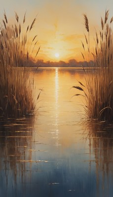 Sunset over calm water