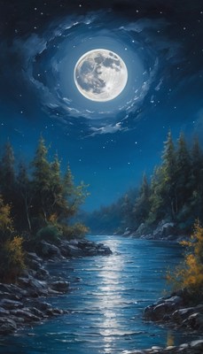 Full moon over river