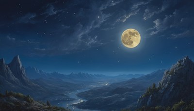 Full moon over mountains