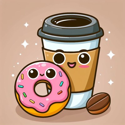 Cute coffee and donut illustration