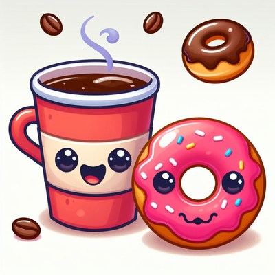 Cute coffee and donuts