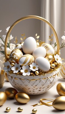 Gold and white easter basket
