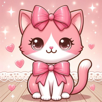 Pink kitty with bows