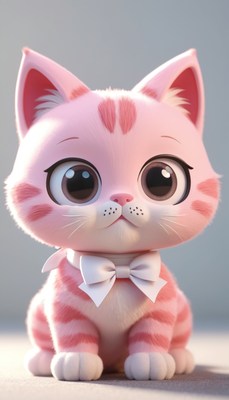 Pink kitten with bow