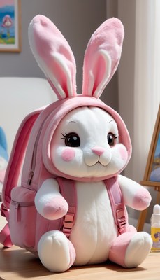 Pink plush bunny backpack