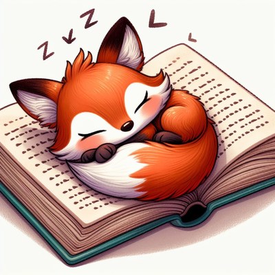 Sleeping fox on open book