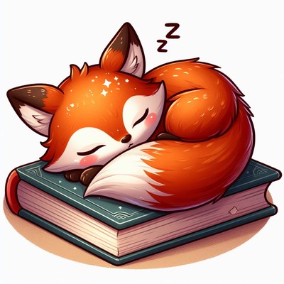 Sleeping fox on book