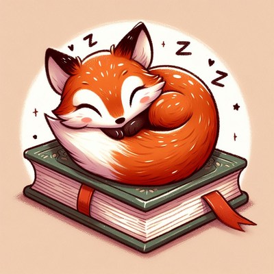 Sleeping fox on book