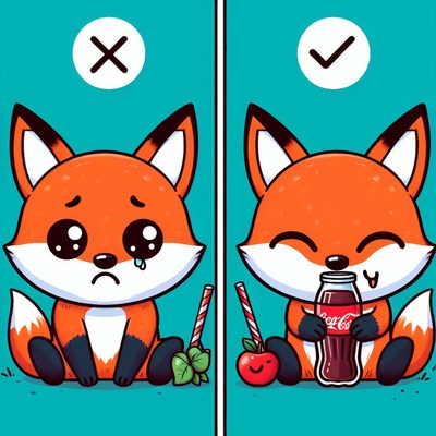 Sad fox vs happy fox with soda