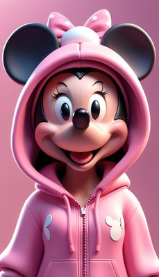 Minnie mouse in pink hoodie