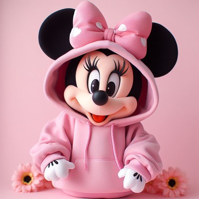 Minnie mouse in pink hoodie