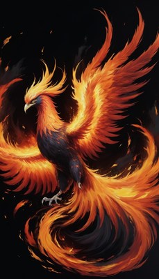 Phoenix bird in flames