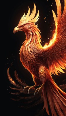 Flaming phoenix bird illustration