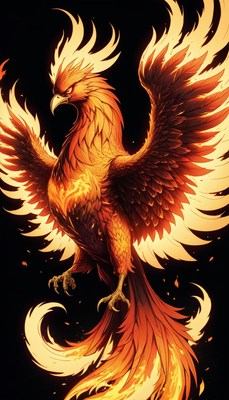 Fiery phoenix illustration