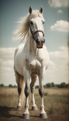 White horse in field