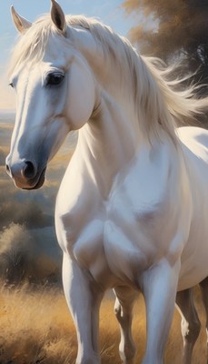 White horse in field