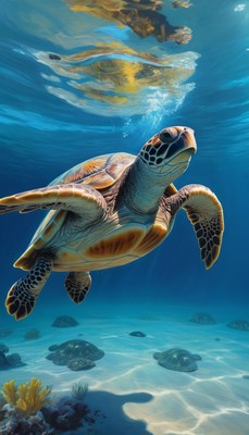 Sea turtle swimming underwater