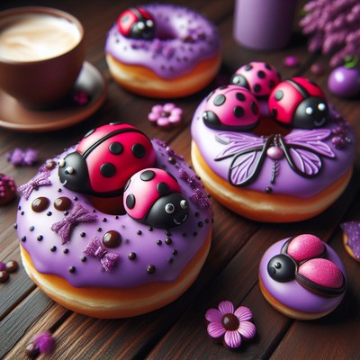 Purple ladybug donuts