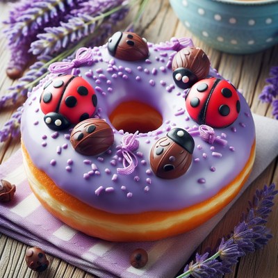 Purple ladybug donut