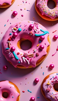 Pink glazed donut with sprinkles
